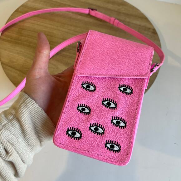 Min & Mon Anastasio Pink Phone Case Embroidered Eye Crossbody Bag - Picture 8 of 16